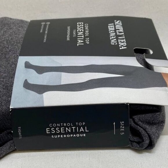 Simply Vera Wang Control Top Tights Sz 5 Grey Heather Super Opaque Smoothing NWT - Picture 3 of 6
